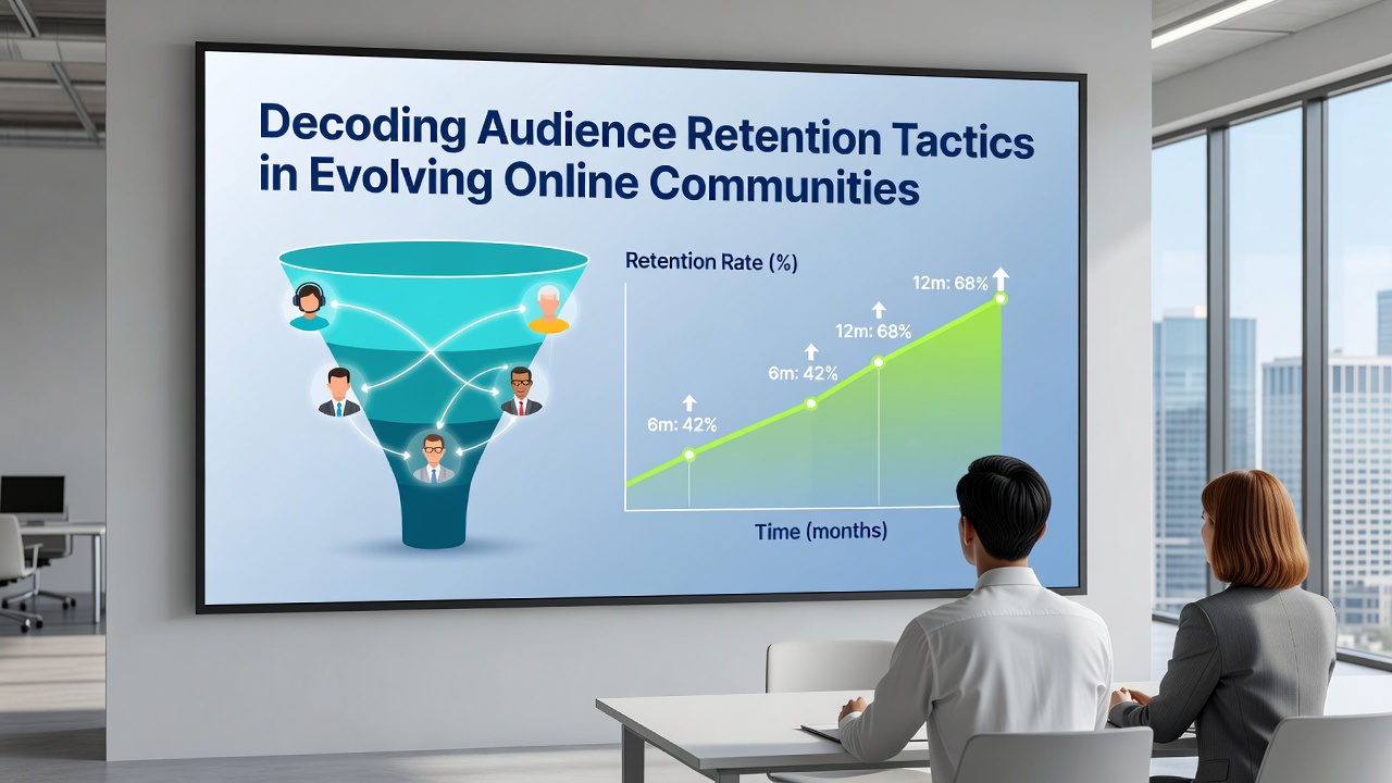 Illustration of community interaction metrics and retention strategy implementation in online forums